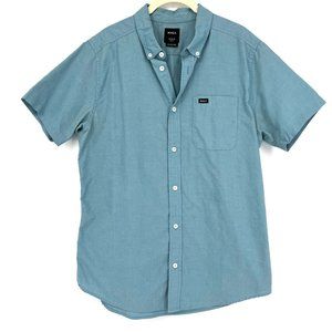 RVCA Men's Casual Button Down Shirt - Blue